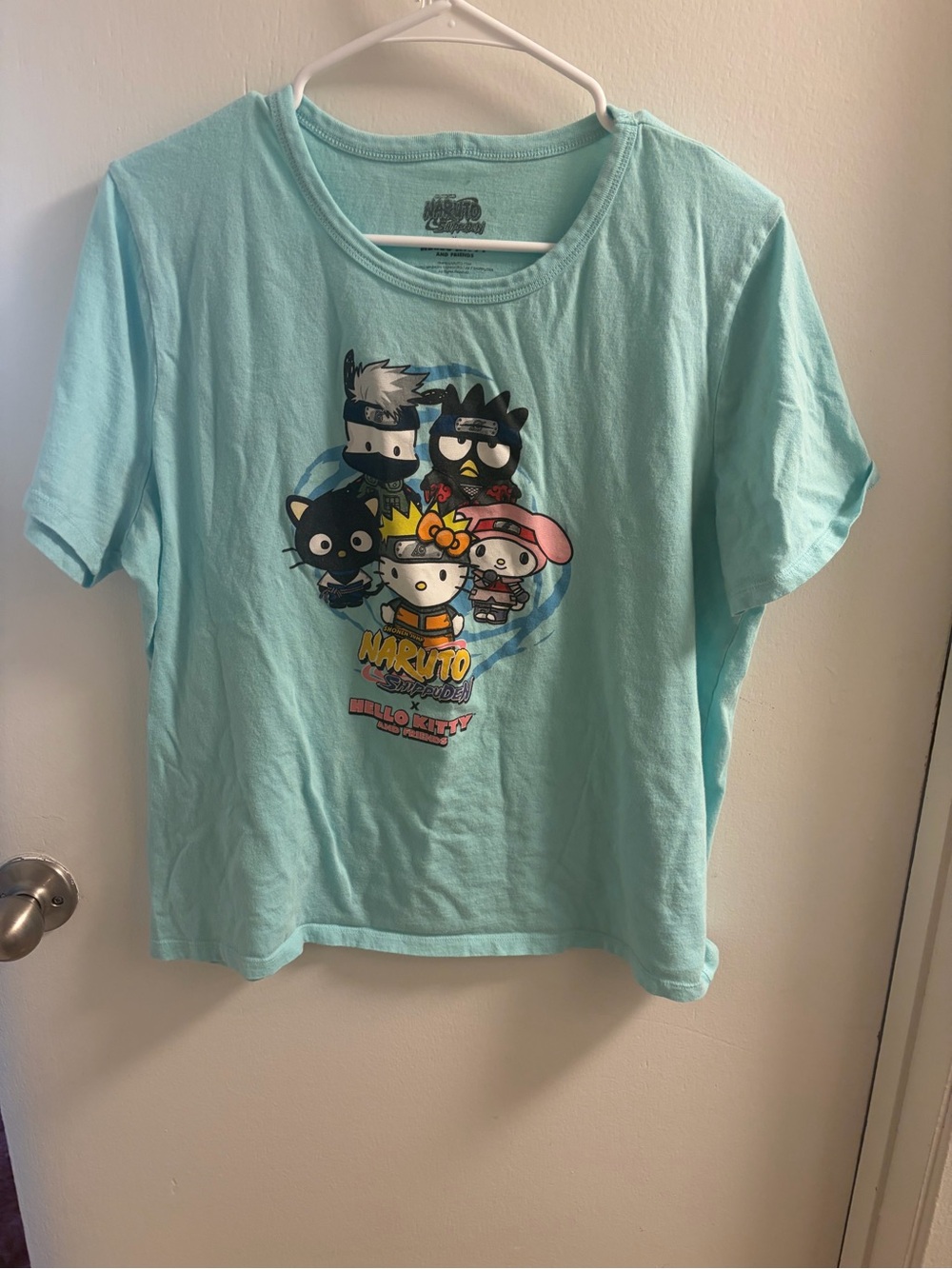 Sanrio x Naruto Shippuden Hello Kitty & Friends Light Blue Graphic T-Shirt XL